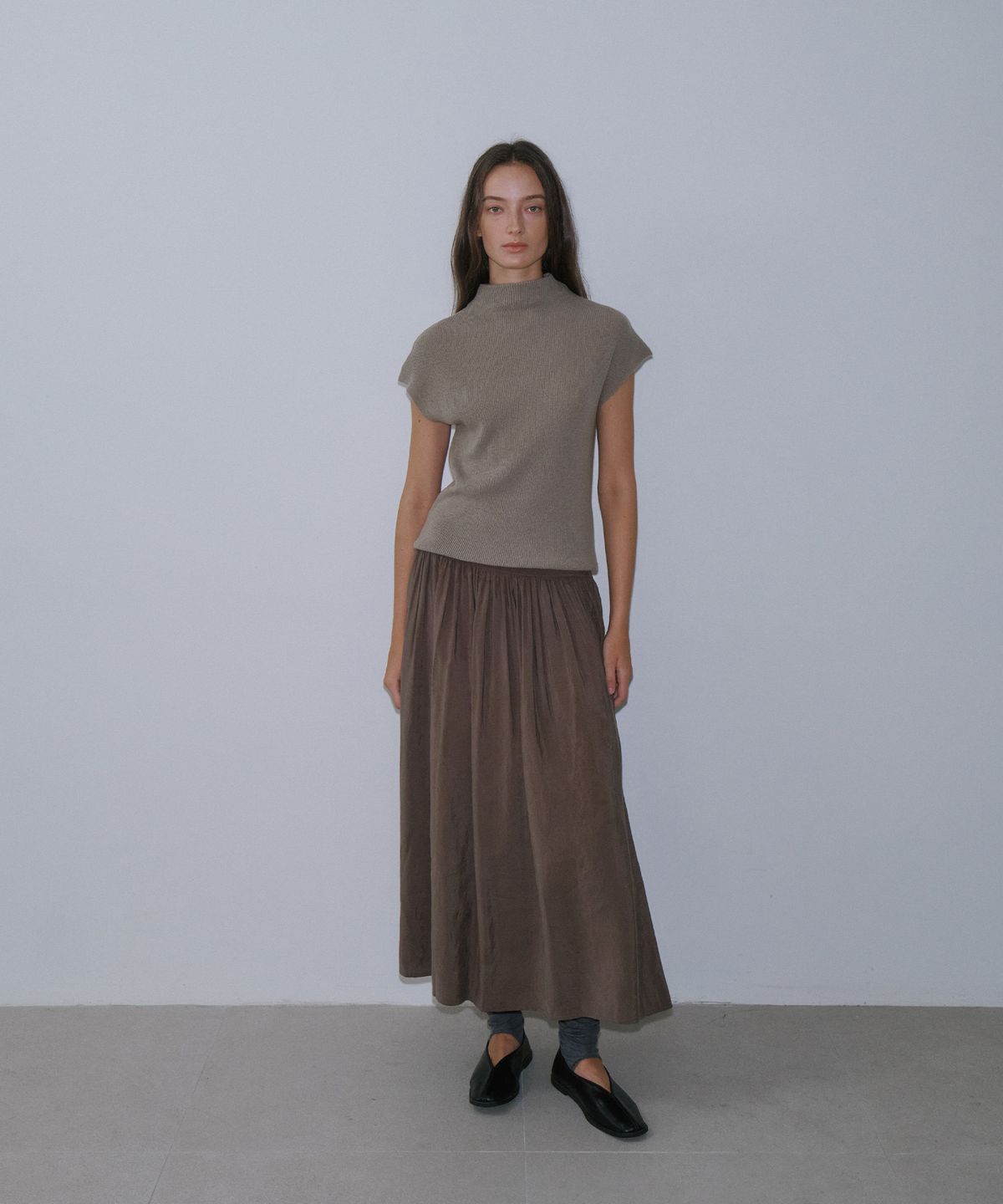 가더(GARDER) Wool Half Neck Knit (Brown)
