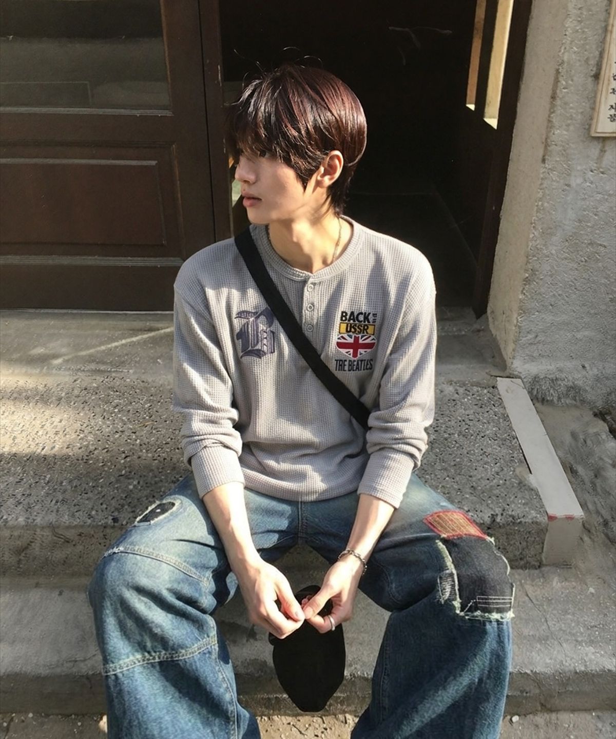 메인부스(MAINBOOTH) Repaired Denim Pants(BLUE)