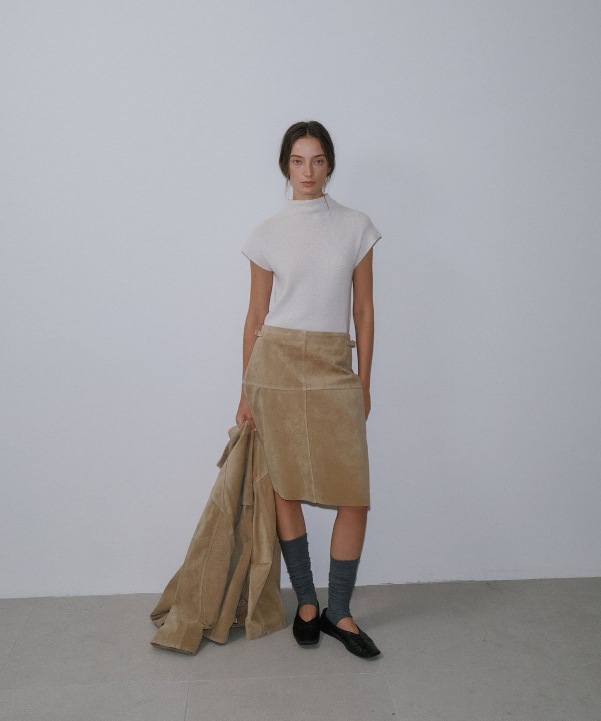 가더(GARDER) Wool Half Neck Knit (Beige)