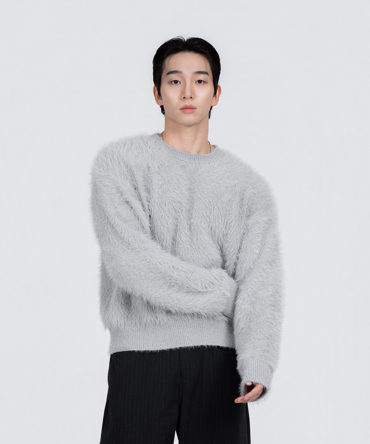 포스333(PHOS333) M Hairy Knit Sweater/Grey
