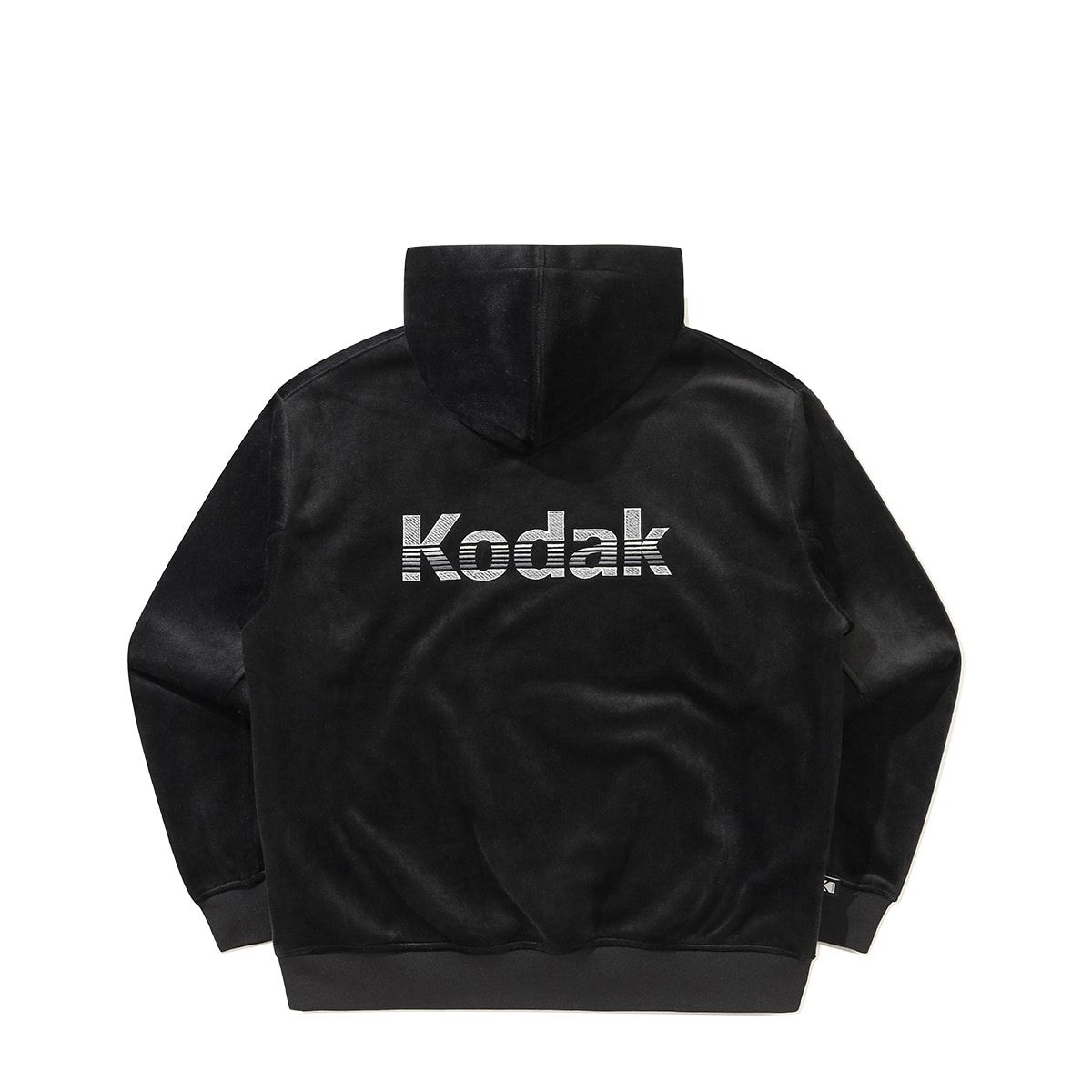 코닥(KODAK) 레인보우 벨벳 후드 티셔츠 BLACK