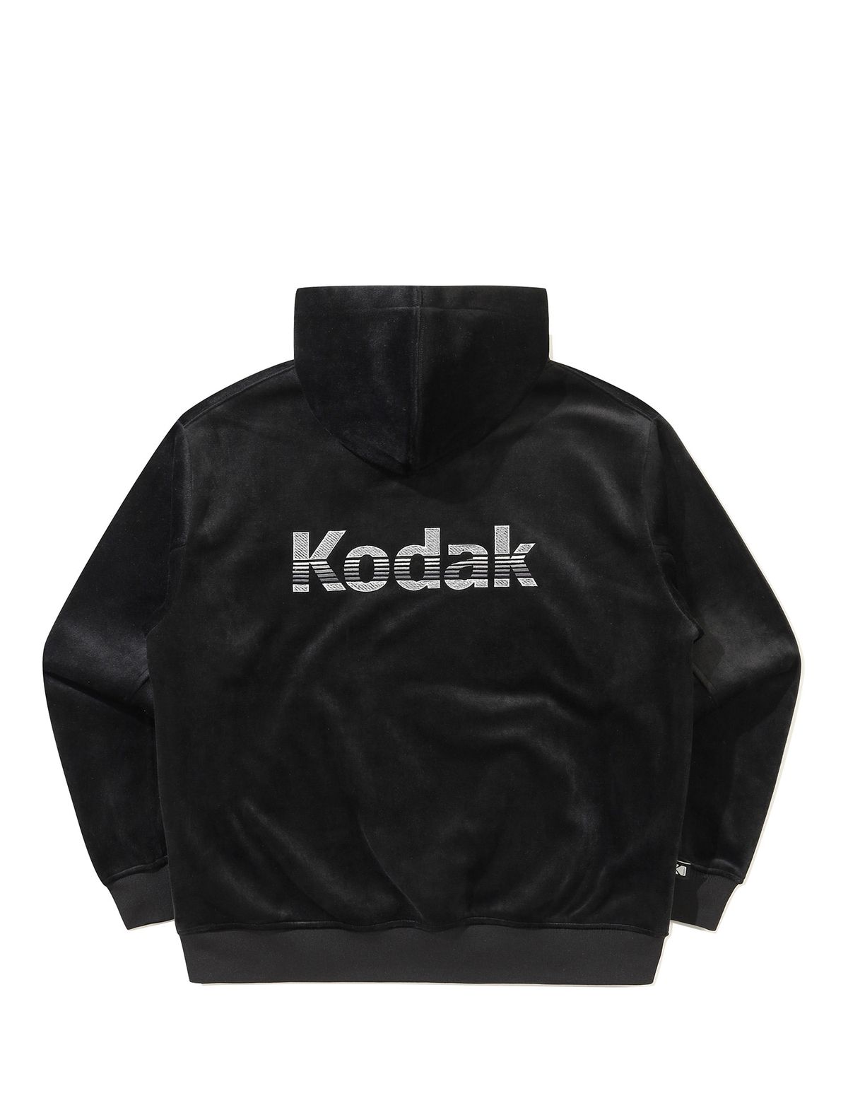 코닥(KODAK) 레인보우 벨벳 후드 티셔츠 BLACK