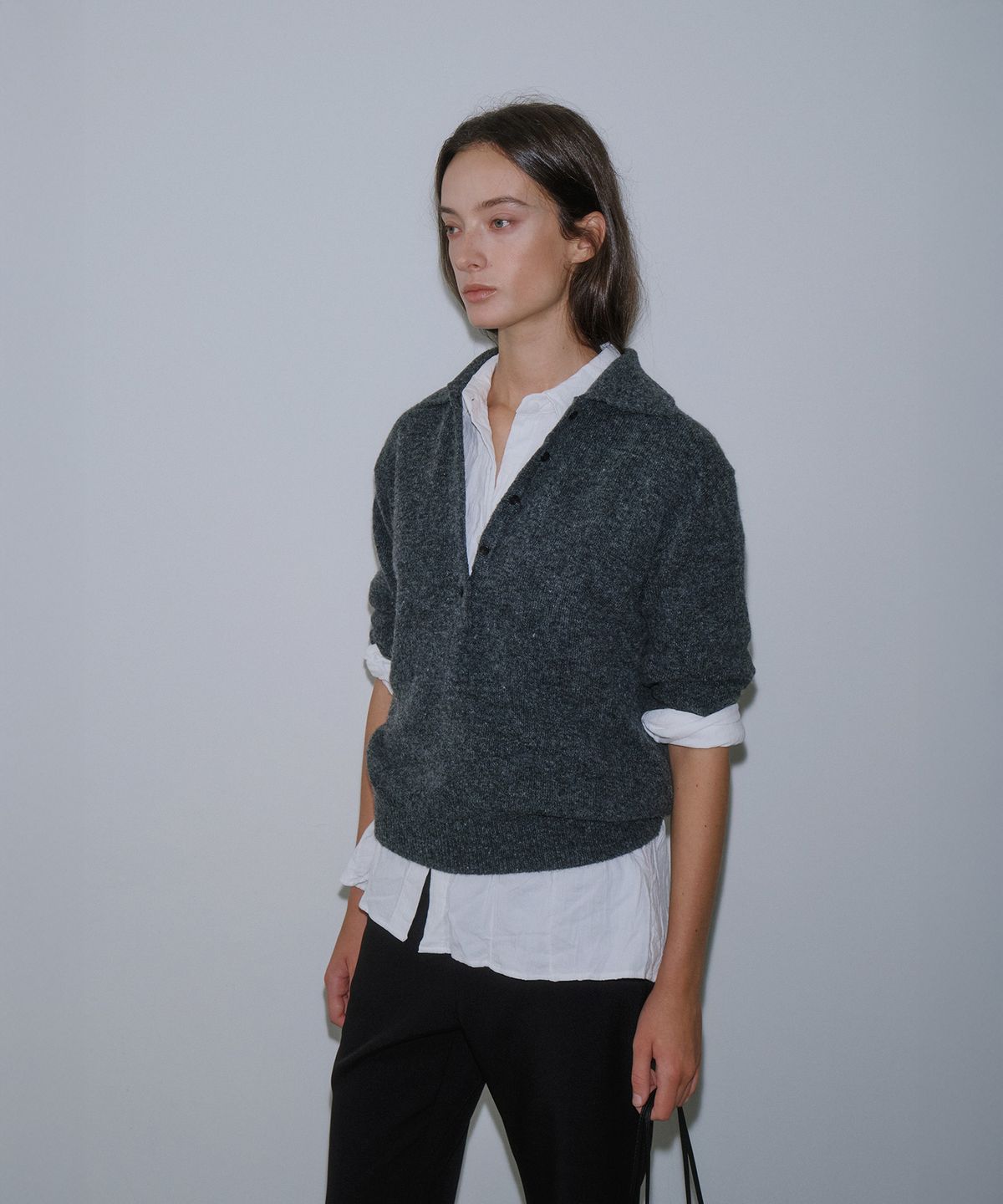 가더(GARDER) Vin Button Knit (Gray)