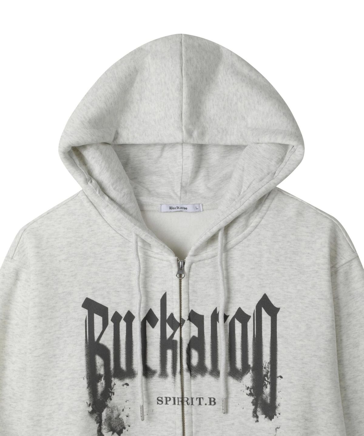 버커루(BUCKAROO) 공용 스플래시 로고 후드 집업 라이트 그레이