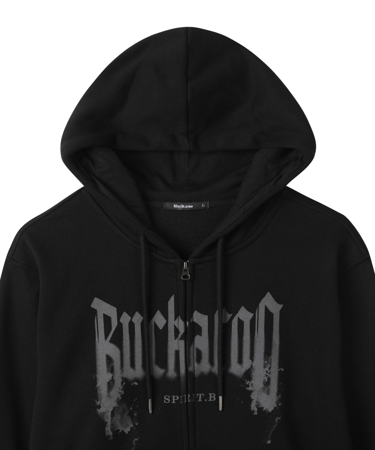 버커루(BUCKAROO) 공용 스플래시 로고 후드 집업 블랙