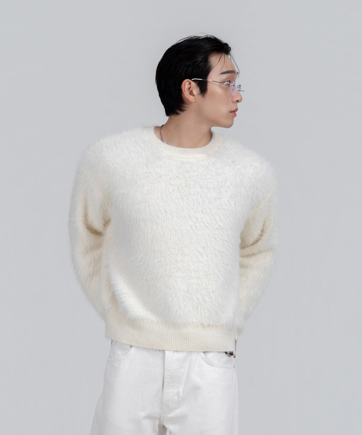 포스333(PHOS333) M Hairy Knit Sweater/Ivory