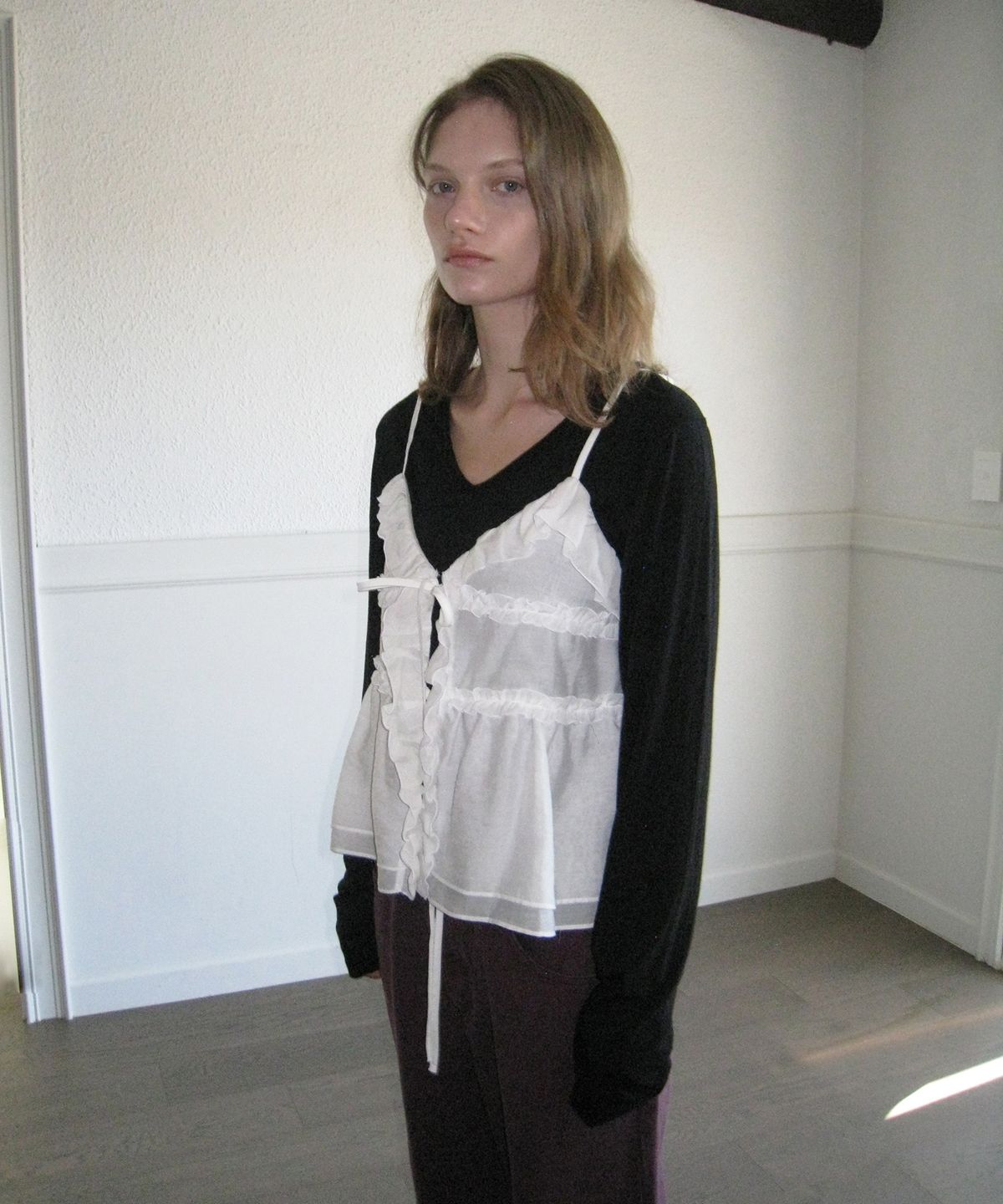 어패럴아카이브(APPAREL ARCHIVE) Blonde ribbon frill bustier - Ivory