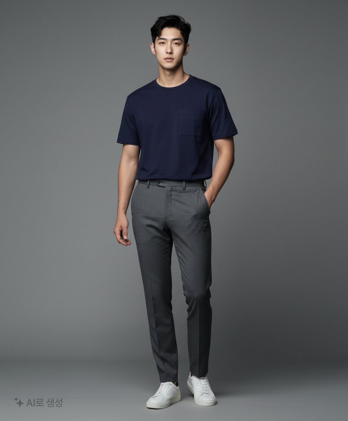 무신사 스탠다드(MUSINSA STANDARD) 릴렉스 핏 크루 넥 포켓 티셔츠 [네이비] XL