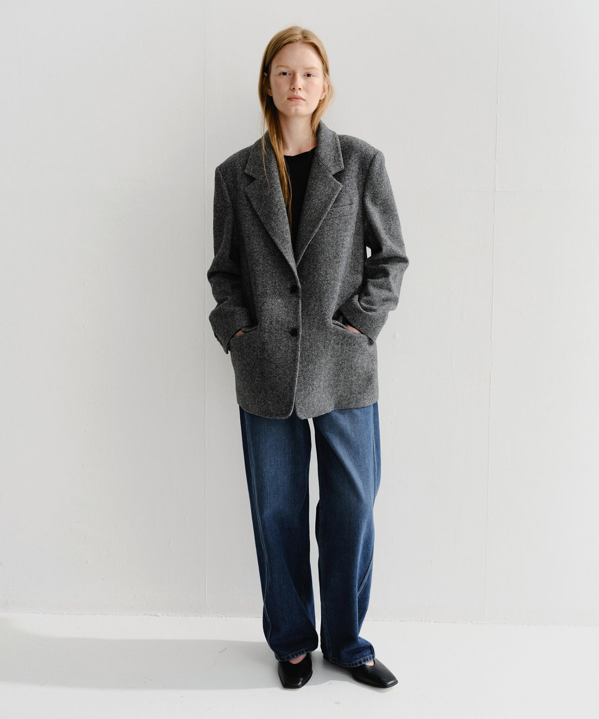 이아(EAAH) NEP HERRINGBONE SINGLE JACKET (CHARCOAL)