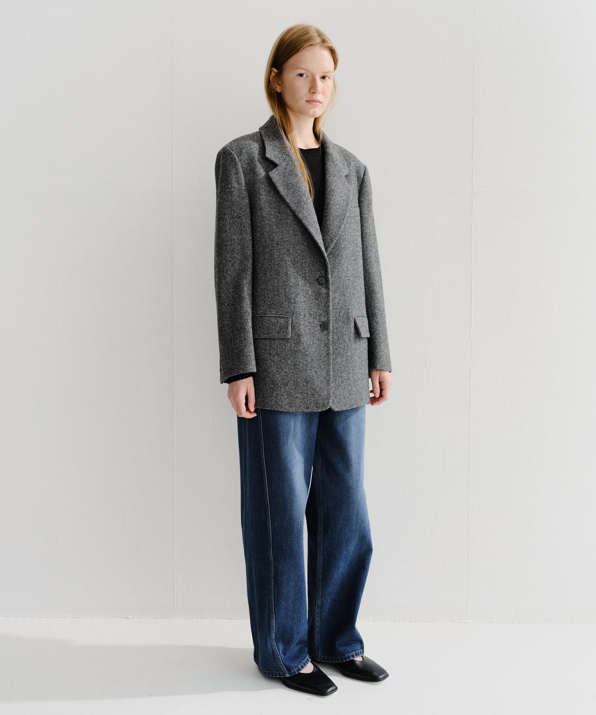 이아(EAAH) NEP HERRINGBONE SINGLE JACKET (CHARCOAL)