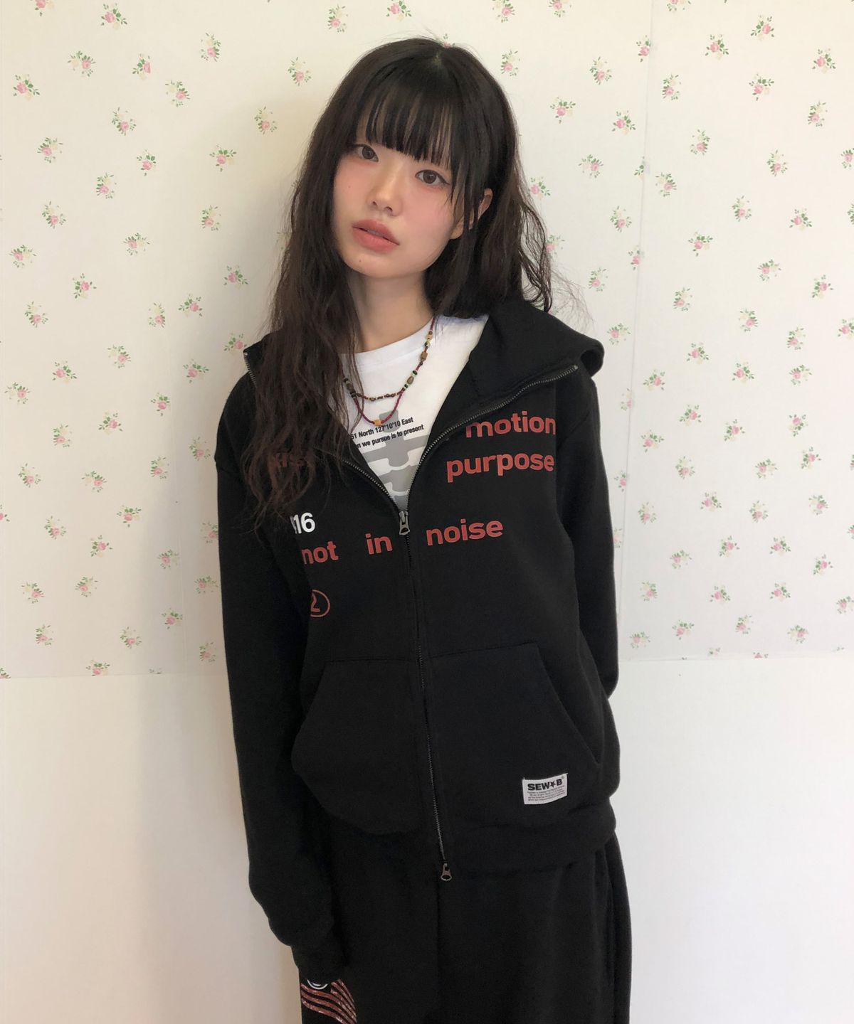 쏘비(SEW-B) 하이넥 0416RED (세미오버) 후드집업 [블랙]