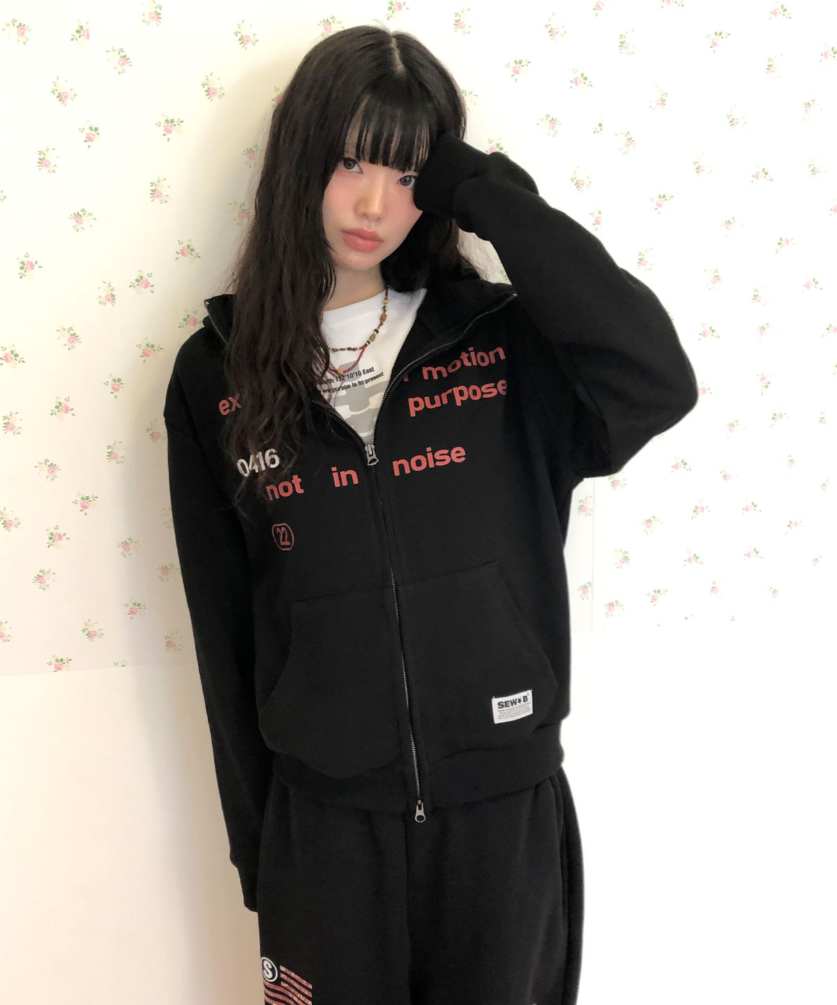 쏘비(SEW-B) 하이넥 0416RED (세미오버) 후드집업 [블랙]