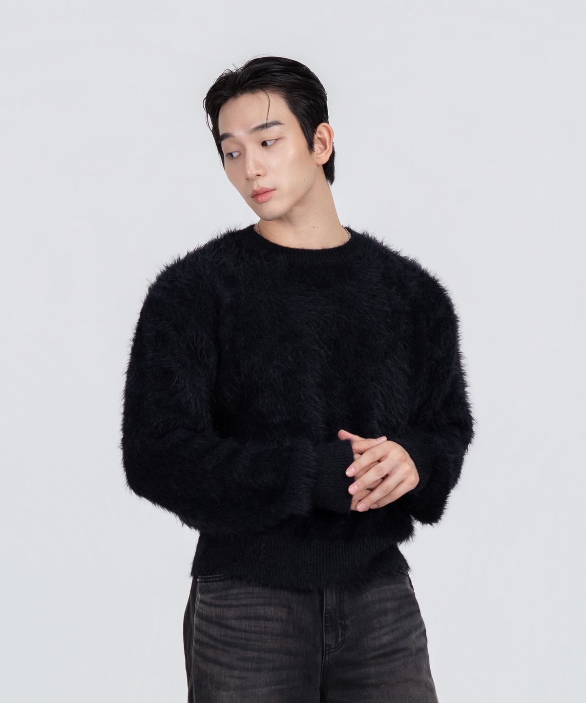 포스333(PHOS333) M Hairy Knit Sweater/Black