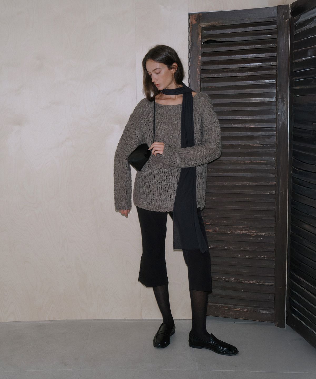 가더(GARDER) Over Loose Wool Knit (Khaki Brown)