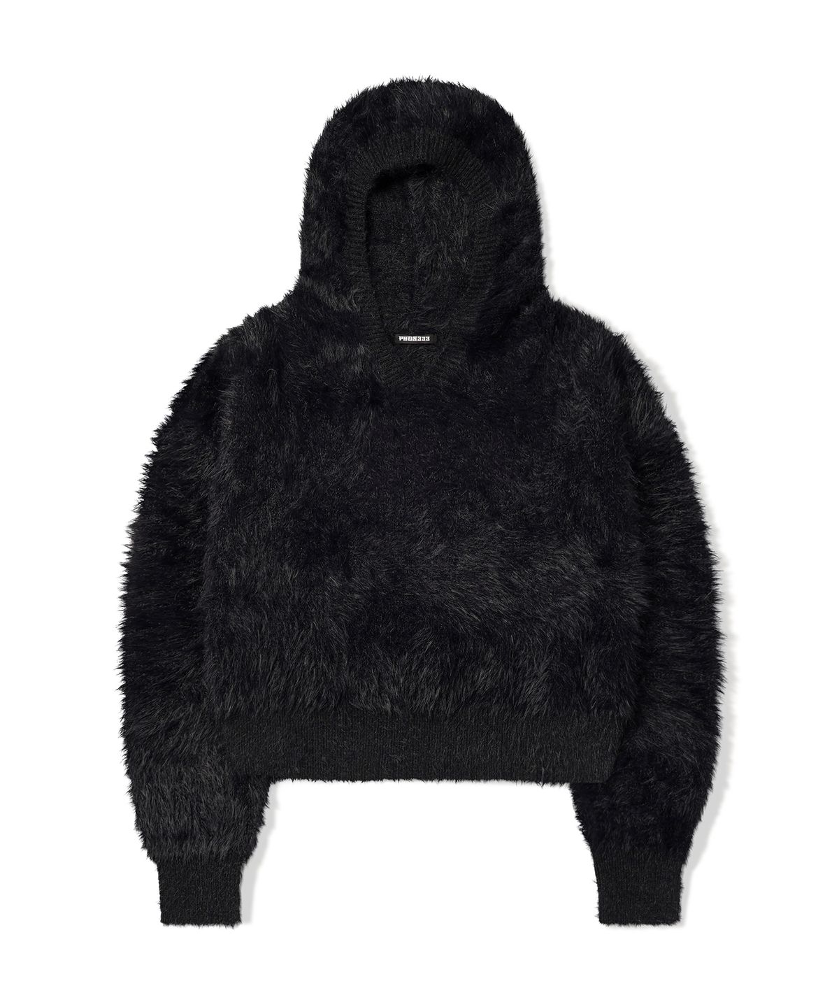 포스333(PHOS333) W Crop Hairy Hoodie/Black