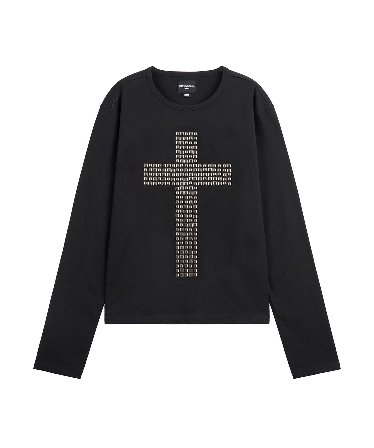 피치블랙(PITCHBLACK) CROSS STUDDED LONG SLEEVE T-SHIRT (BLACK)