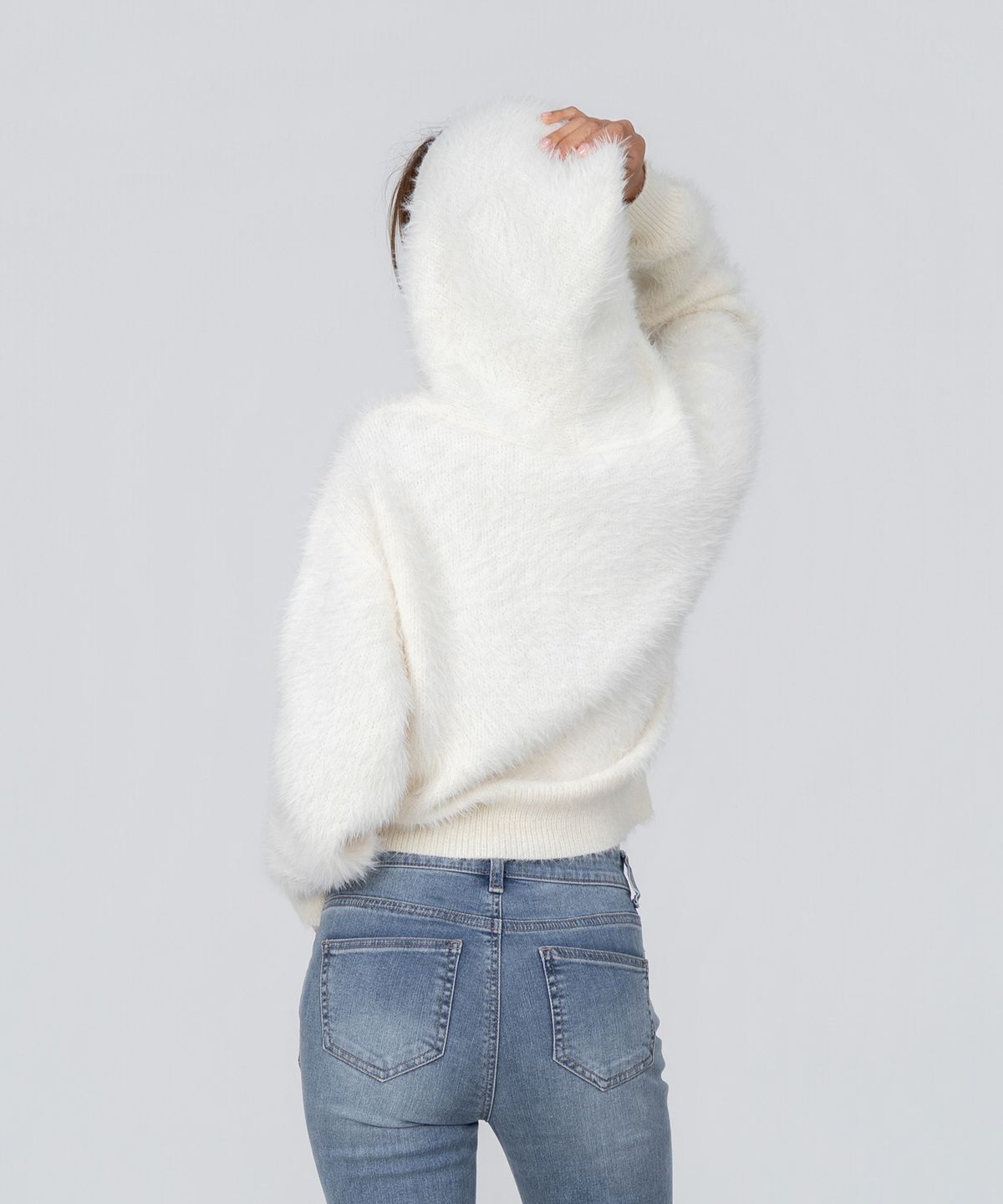 포스333(PHOS333) W Crop Hairy Hoodie/Ivory