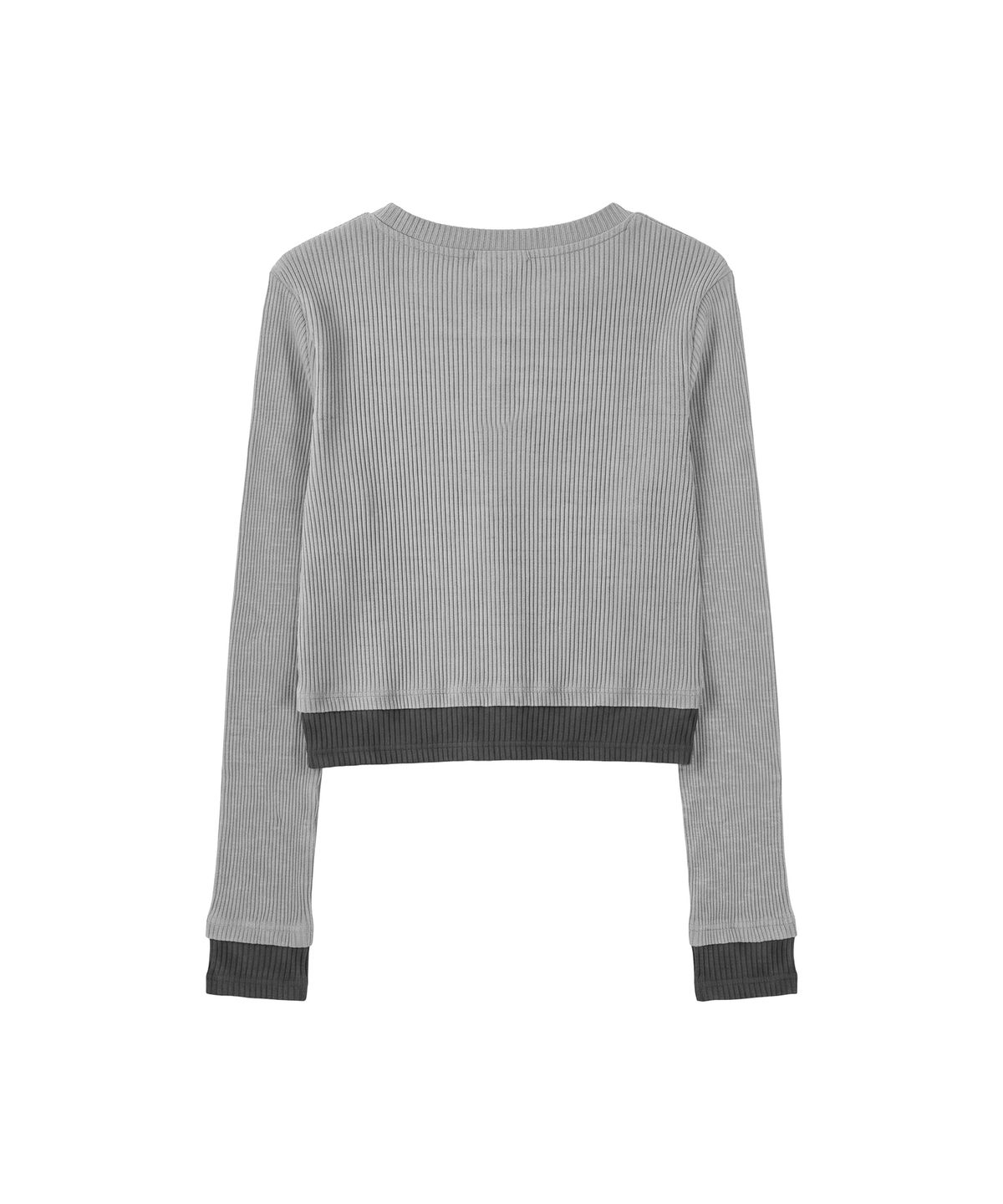 파시온(PASION) 하트 스위치 배색 가디건_그레이 Heart Switch Two-Tone Cardigan_Gray
