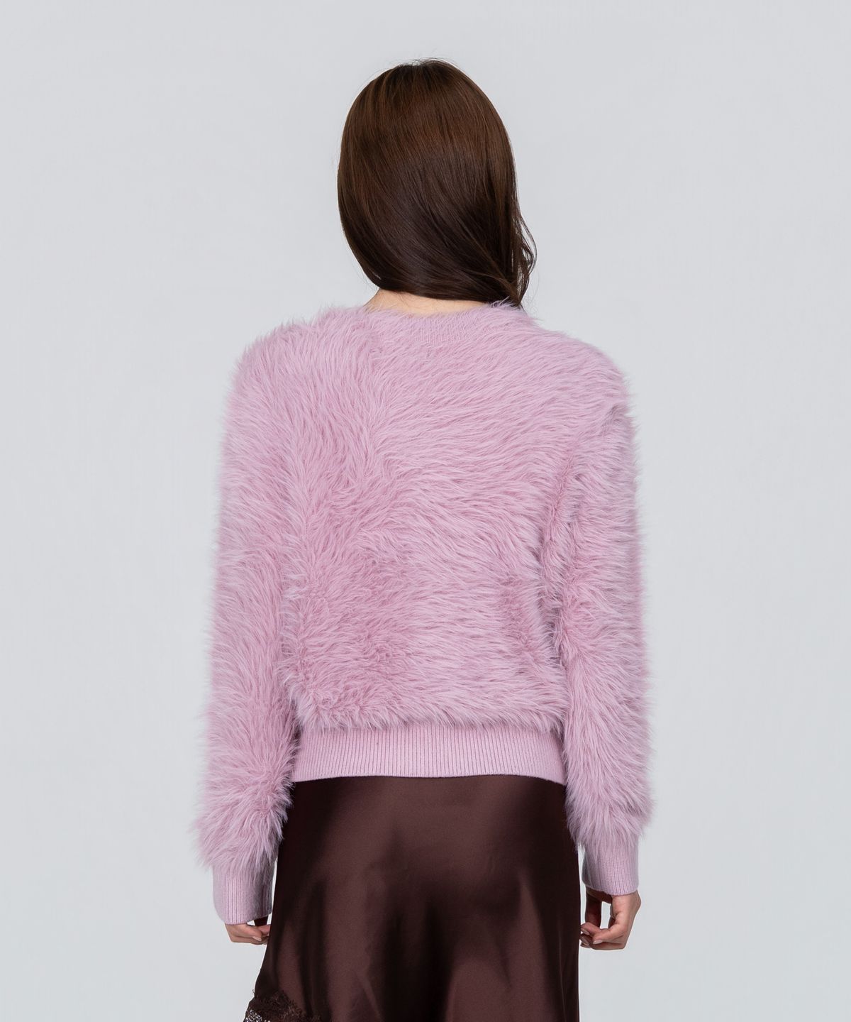 포스333(PHOS333) W Short Hairy Cardigan/Pink