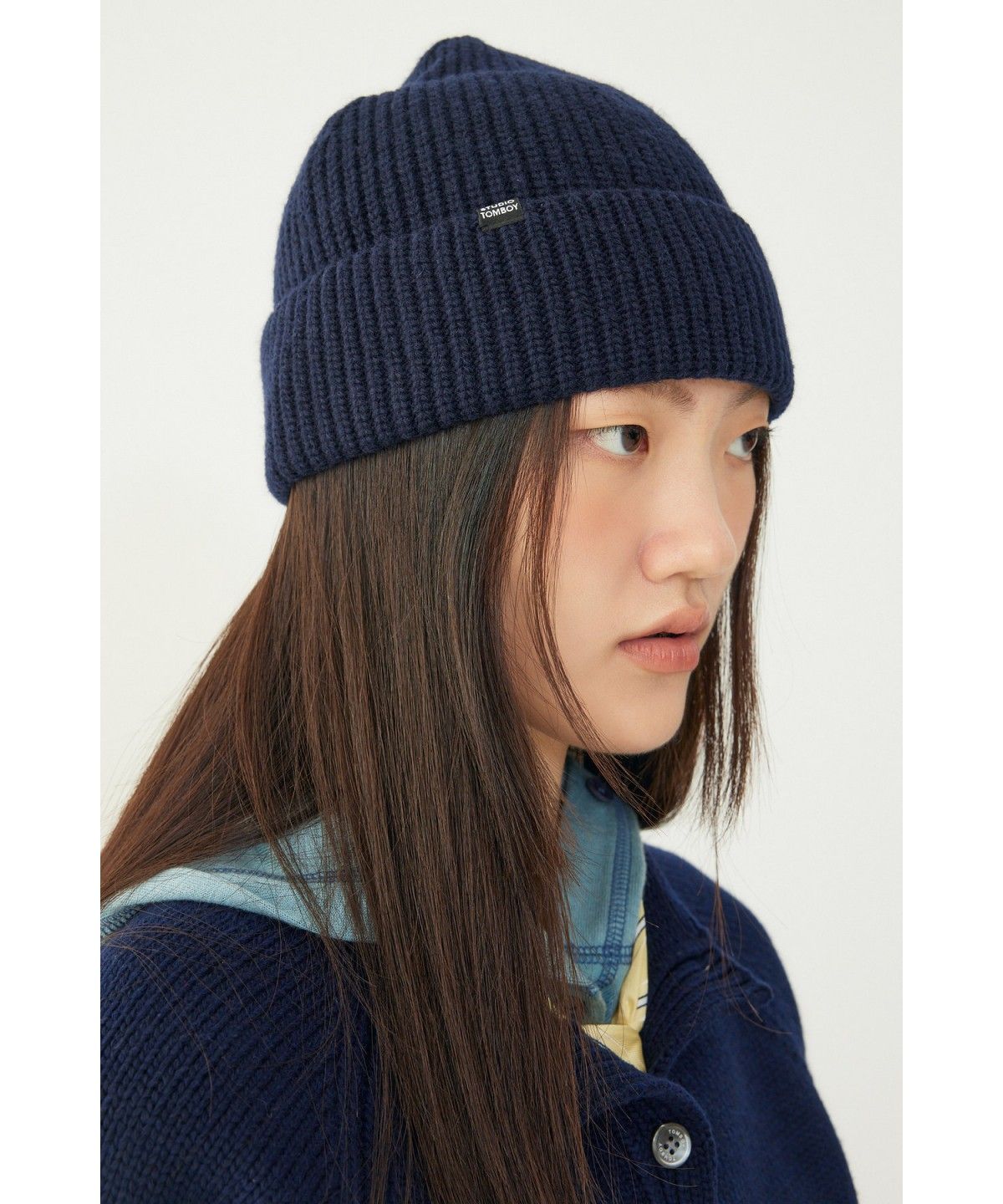 스튜디오 톰보이(STUDIO TOMBOY) 베이직 리브드 비니_네이비 9146474201