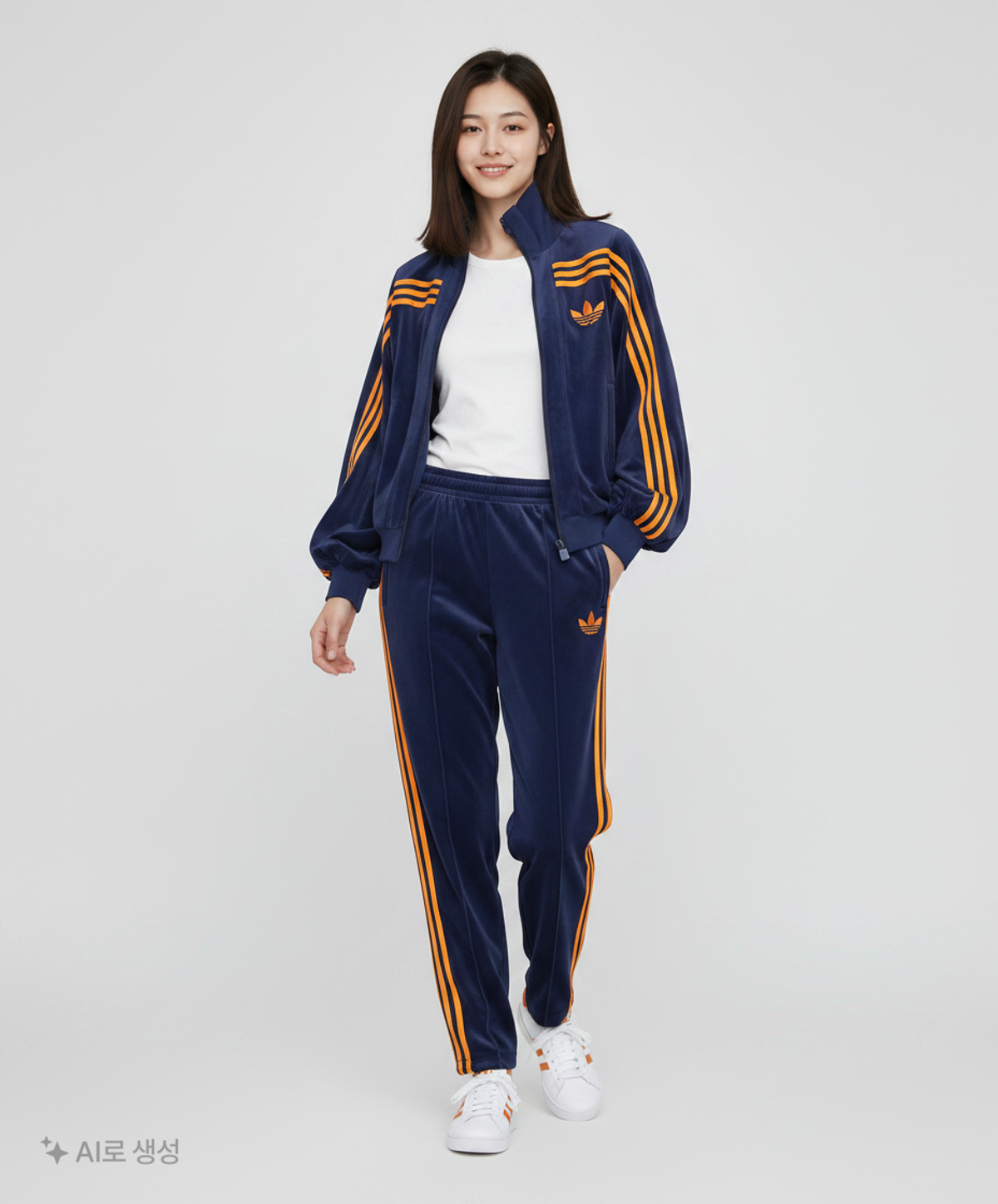 아디다스(ADIDAS) 70s 벨루어 트랙탑 - 네이비:오렌지 / JN8287 M