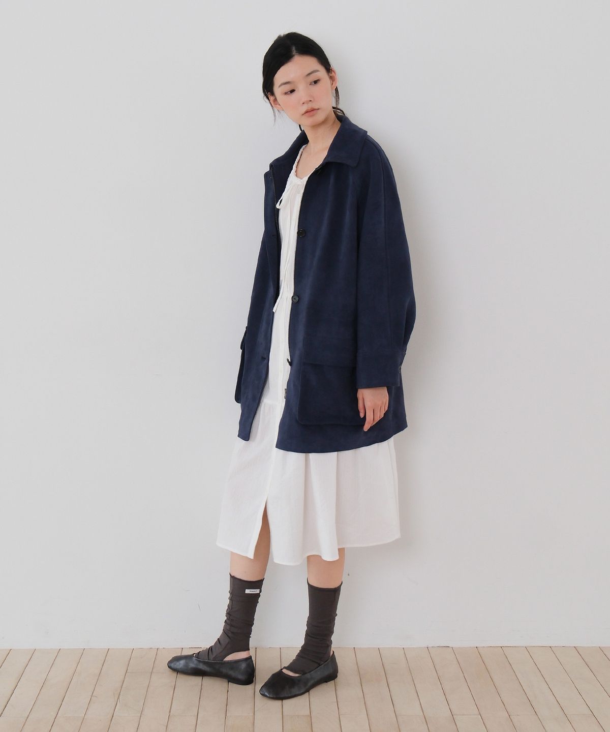 모의(MOUI) String suede jacket (NAVY)