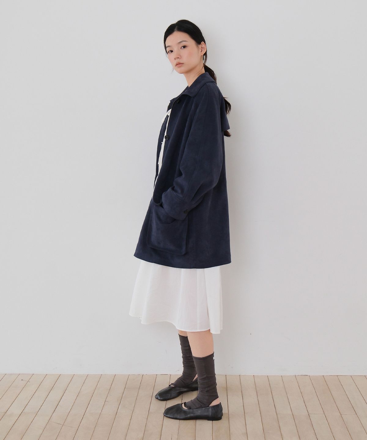 모의(MOUI) String suede jacket (NAVY)