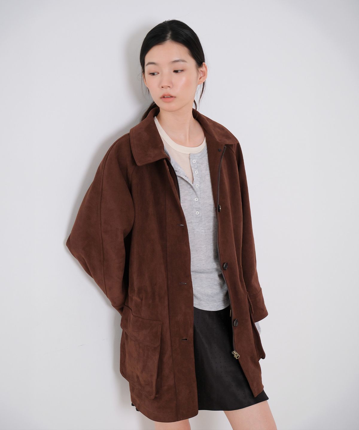 모의(MOUI) String suede jacket (BROWN)
