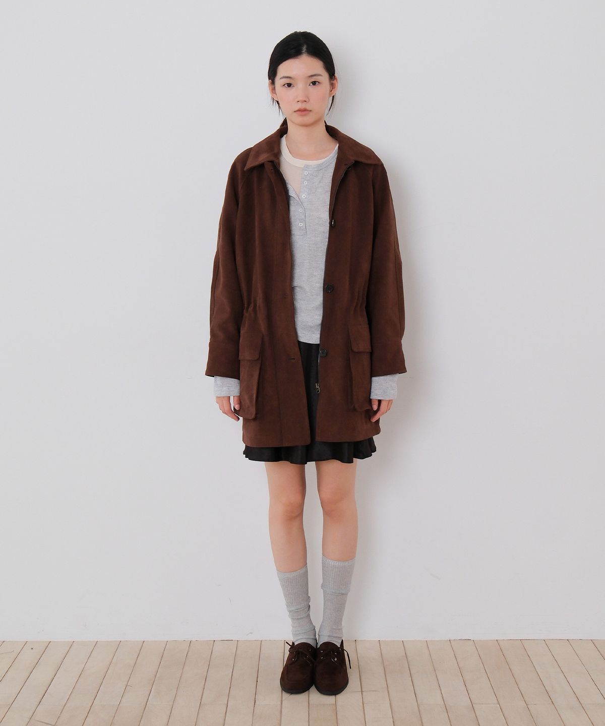 모의(MOUI) String suede jacket (BROWN)