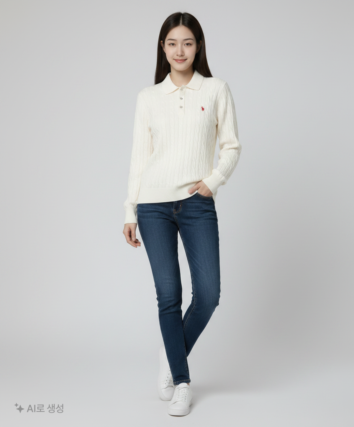 유에스 폴로 어신(USPOLOASSN) 클래식 카라니트_아이보리 S