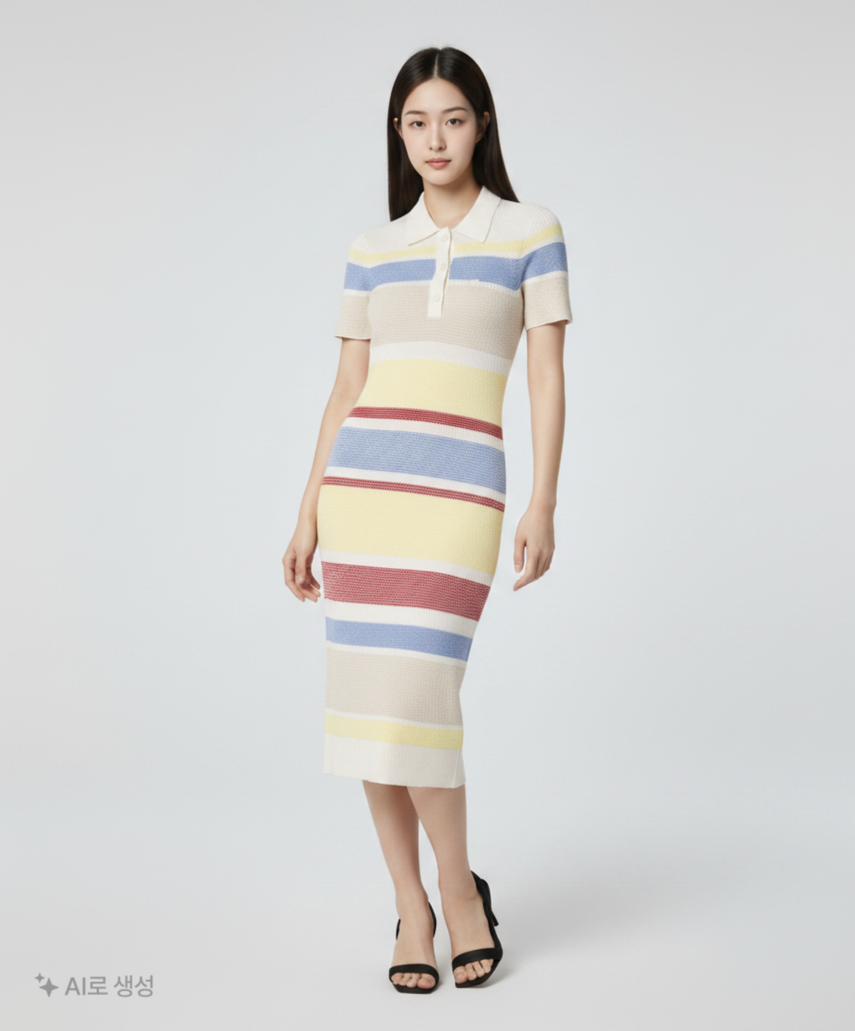 라코스테(LACOSTE) 여성 스트라이프 폴로 스웨터 원피스 EF1181-52G 2CQ 36
