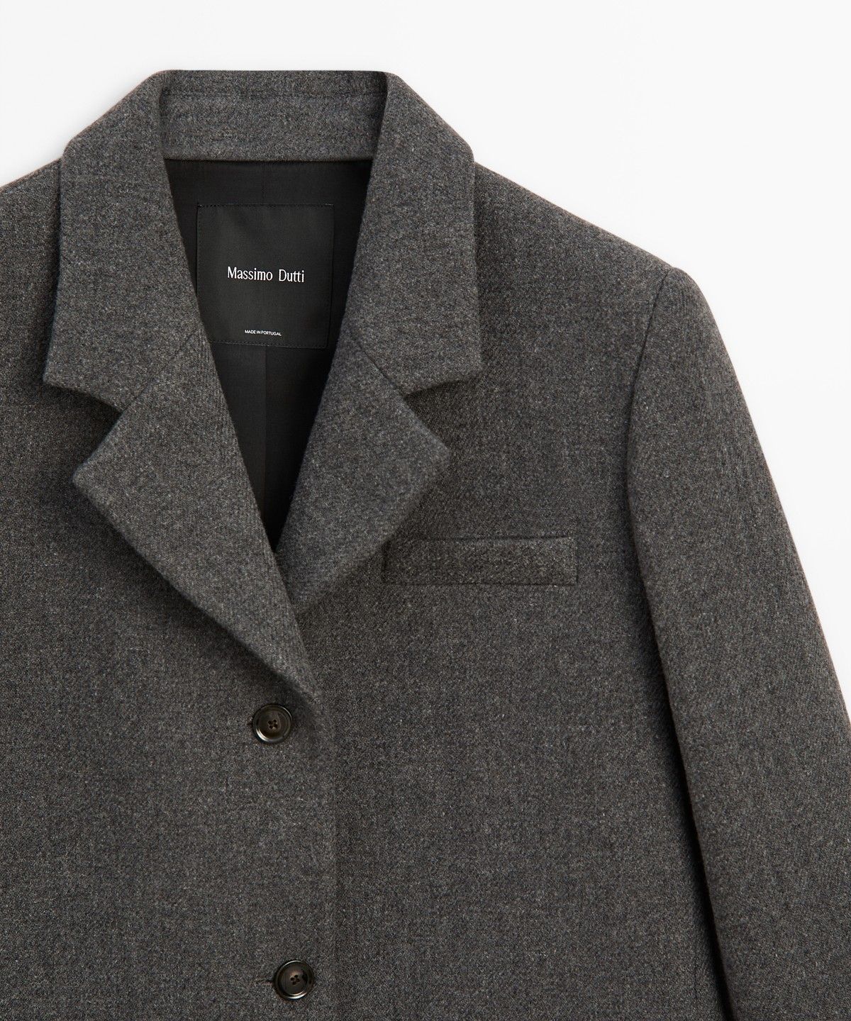 마시모두띠(MASSIMO DUTTI) 울 블렌드 부클레 디테일 코트