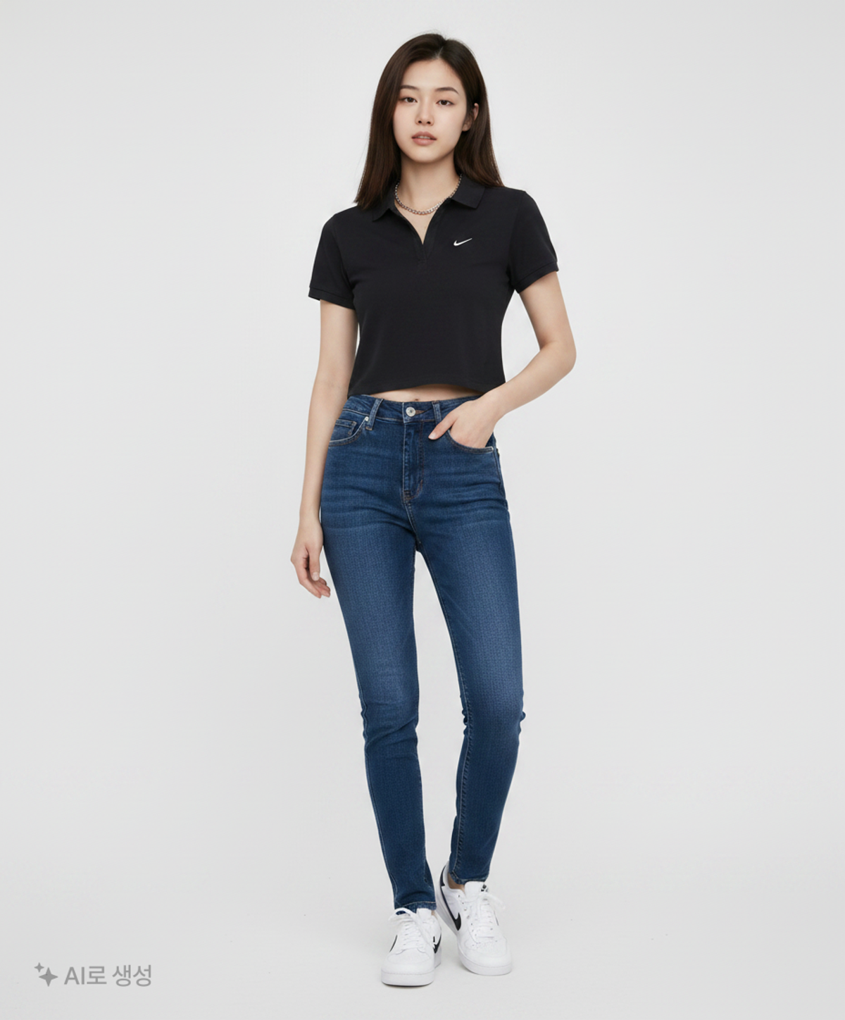 나이키(NIKE) 스포츠웨어 에센셜 반소매 폴로 탑 W - 블랙:화이트 / DV7885-010 M