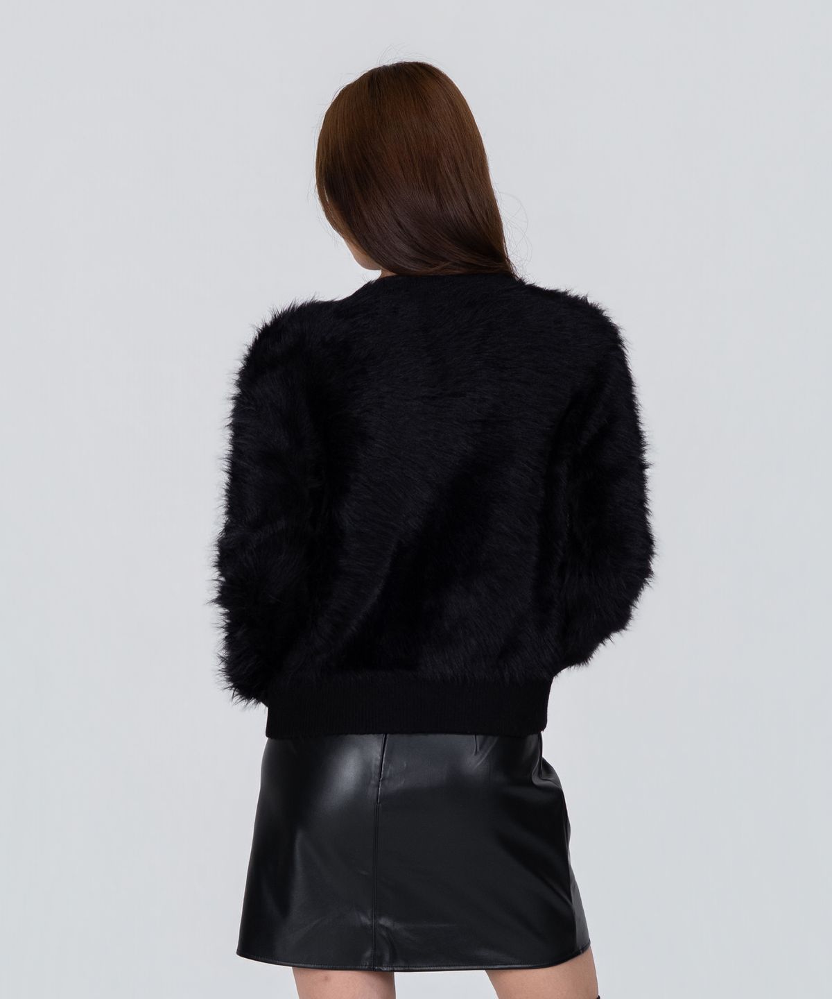 포스333(PHOS333) W Short Hairy Cardigan/Black