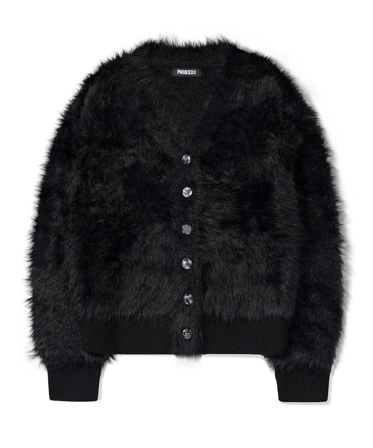 포스333(PHOS333) W Short Hairy Cardigan/Black