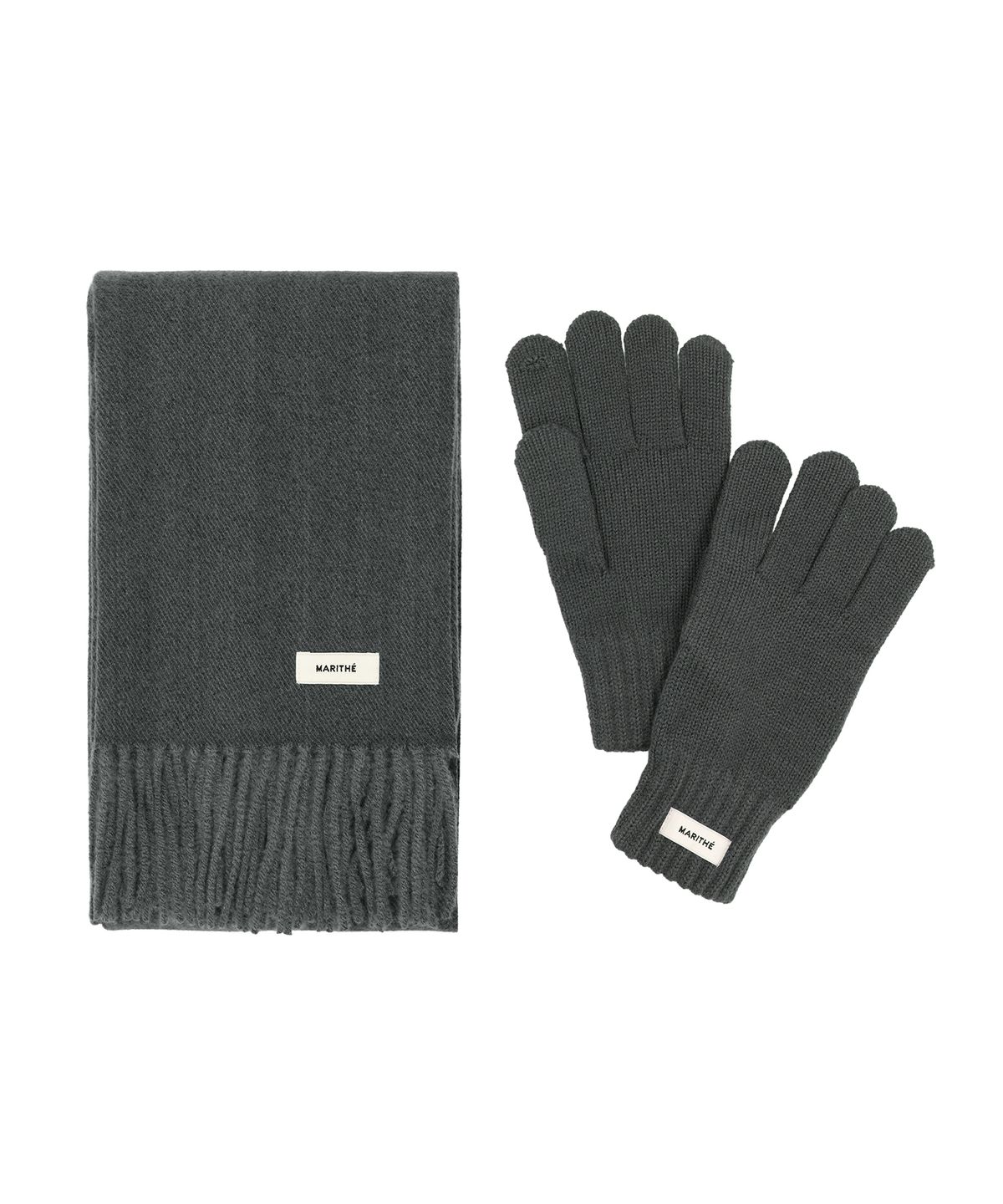 마리떼 프랑소와 저버(MARITHÉ + FRANҪOIS GIRBAUD) REGULAR LOGO MUFFLER & GLOVE SET charcoal