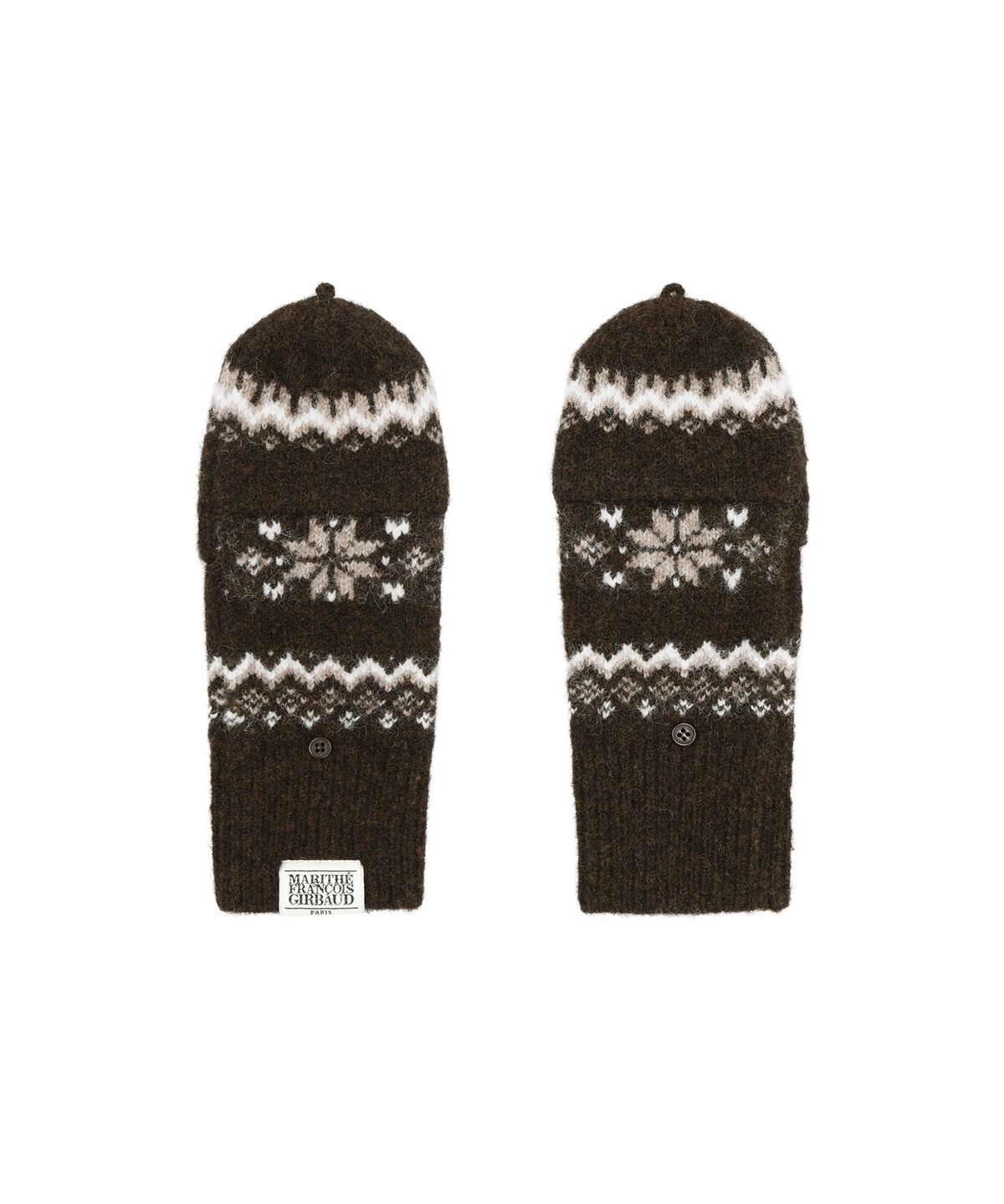 마리떼 프랑소와 저버(MARITHÉ + FRANҪOIS GIRBAUD) CLASSIC LOGO JACQUARD KNIT MITTEN brown