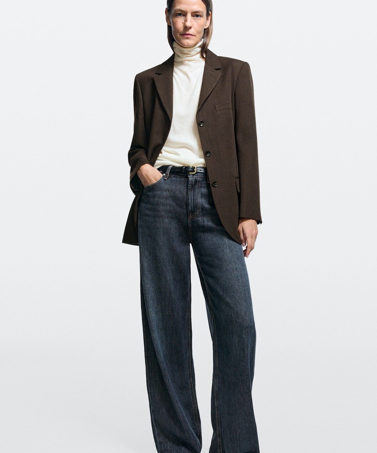 마시모두띠(MASSIMO DUTTI) 하이라이즈 릴랙스 핏 배럴 진