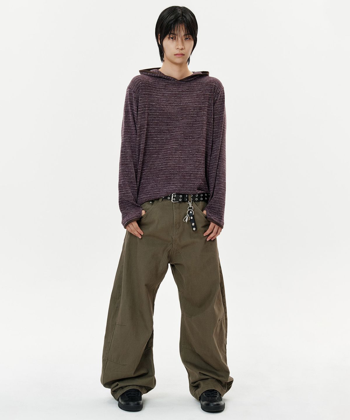 딥센스(DEEP SENSE) Stripe Warmer Hood T-shirt - 2color