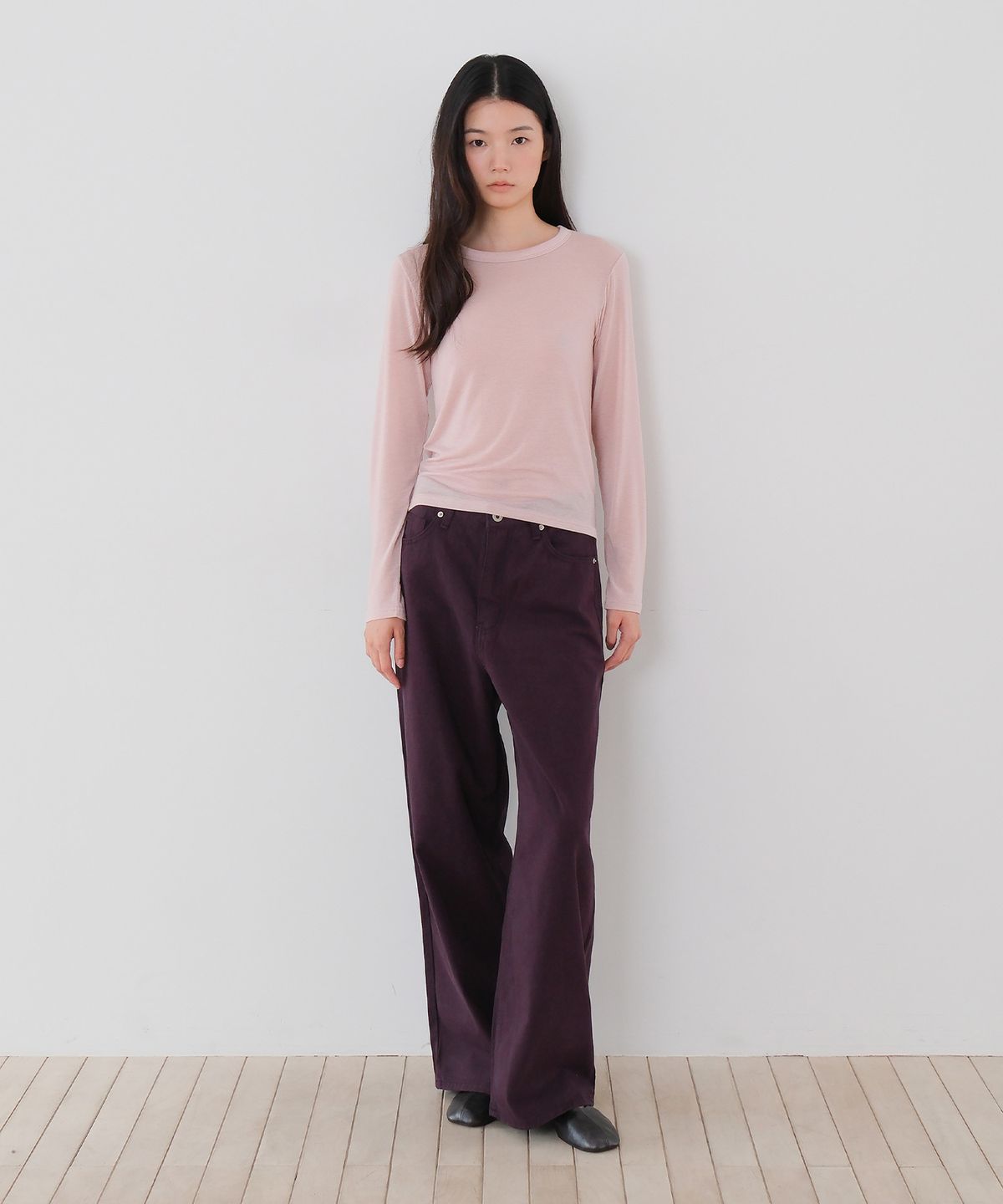 모의(MOUI) Color dyeing pants (D/PURPLE)
