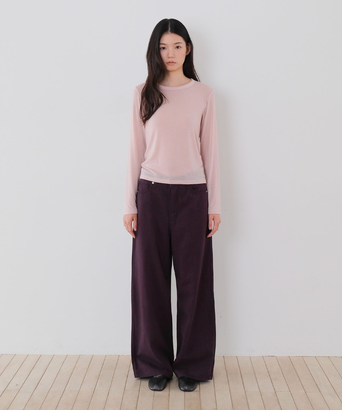 모의(MOUI) Color dyeing pants (D/PURPLE)