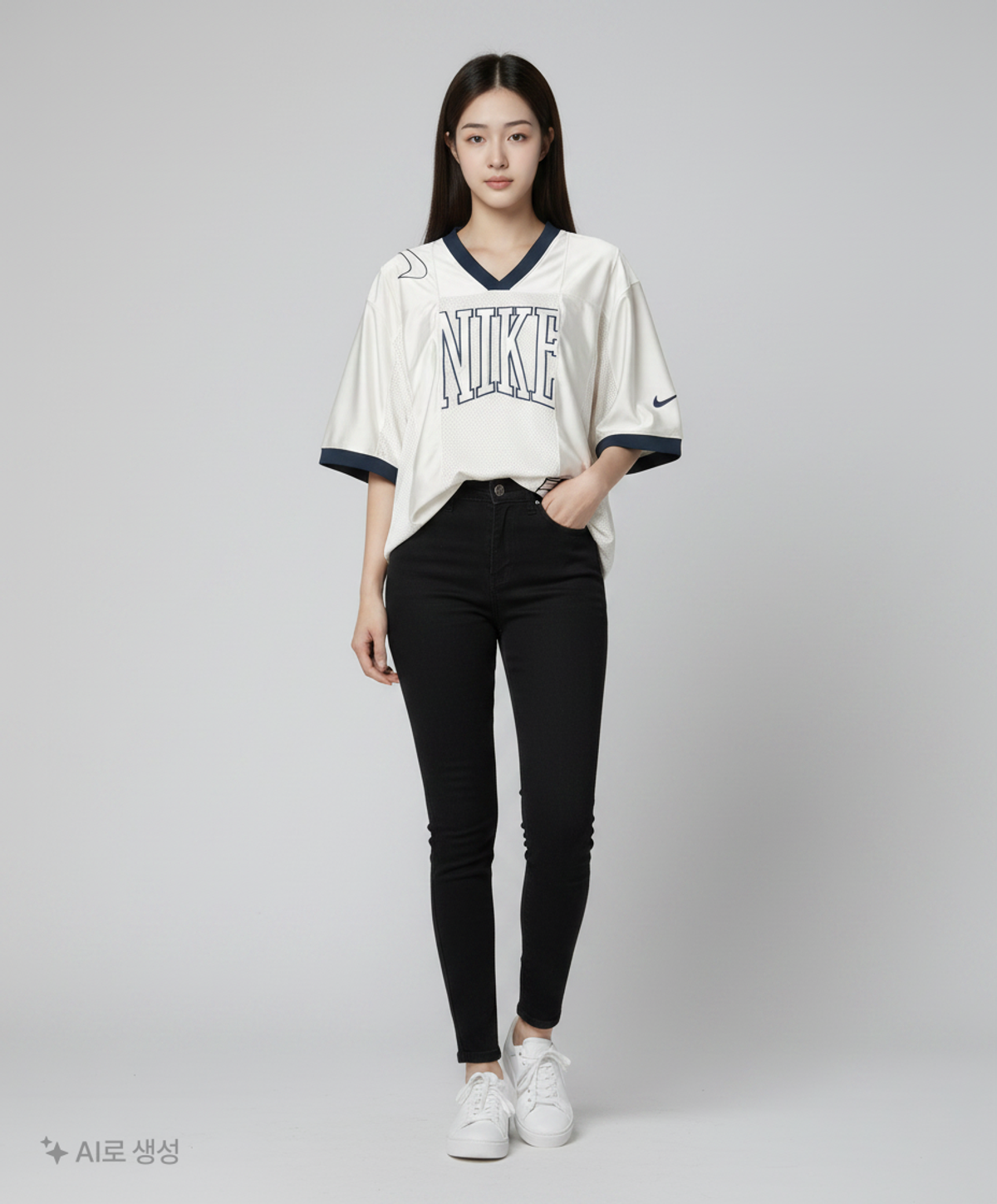 나이키(NIKE) 스포츠웨어 스트리트 오버사이즈 반소매 그래픽 저지 W - 세일:아머리 네이비 / HJ0281-133 L