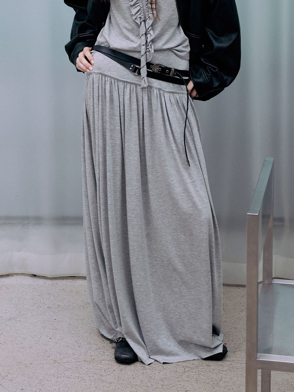 레이브(RAIVE) Shirring Jersey Skirt VW6AS960_2color