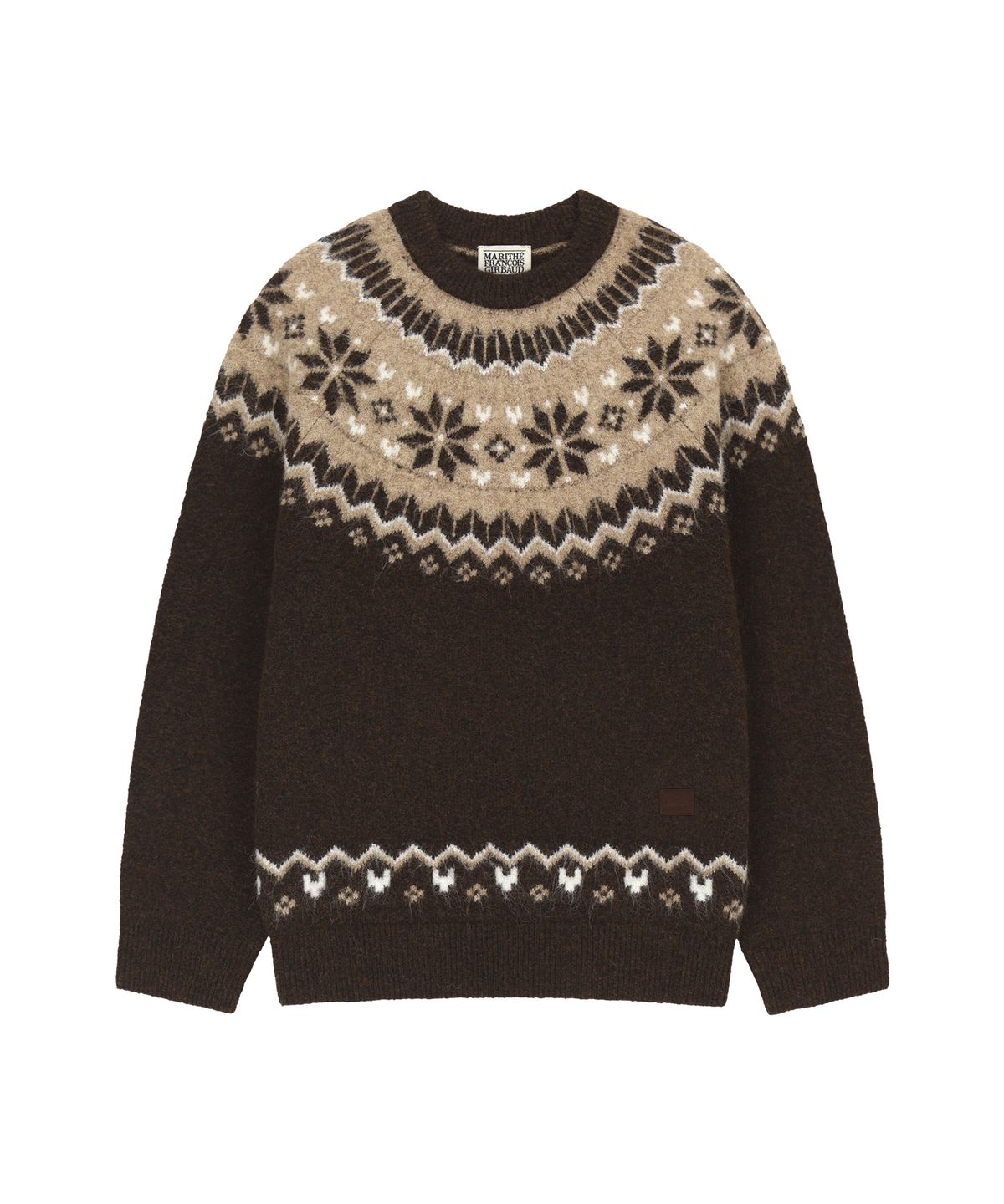 마리떼 프랑소와 저버(MARITHÉ + FRANҪOIS GIRBAUD) SMALL CLASSIC LOGO NORDIC KNIT PULLOVER brown
