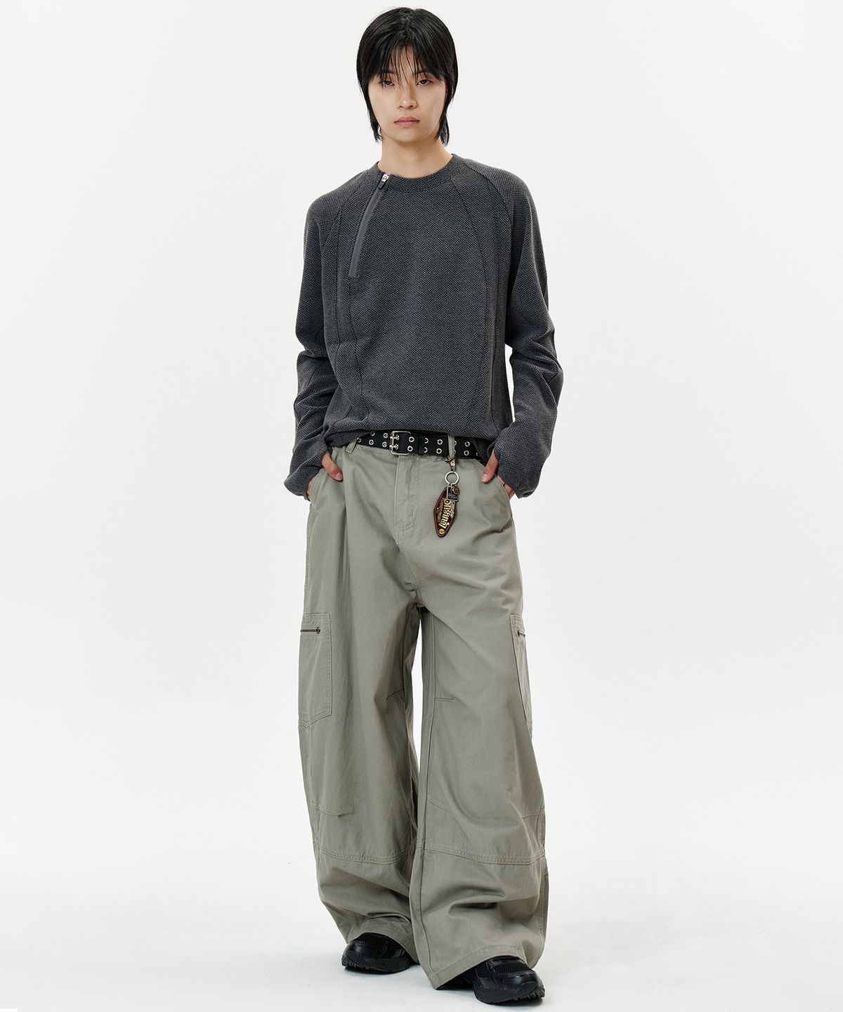 딥센스(DEEP SENSE) Zip Slit Long Sleeve T-Shirt - 3color