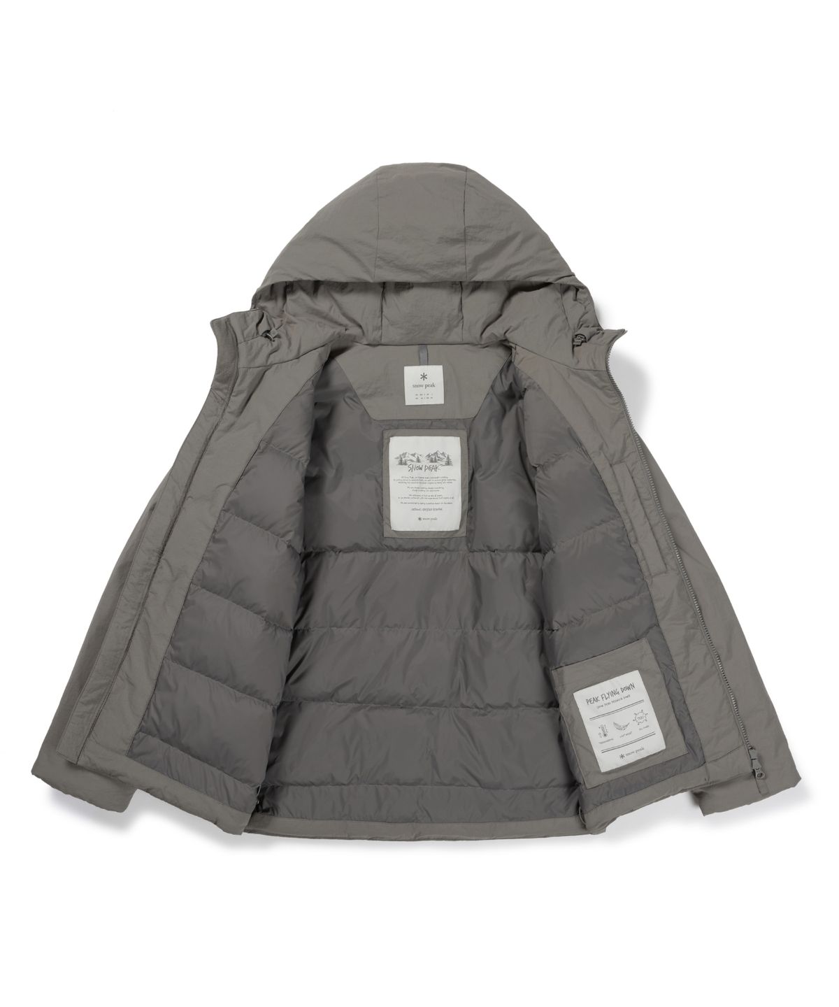 스노우피크 어패럴(SNOWPEAK APPAREL) 랜드 레터링 후드 경량 다운 자켓 (S26WMGDJ52) Dark Khaki