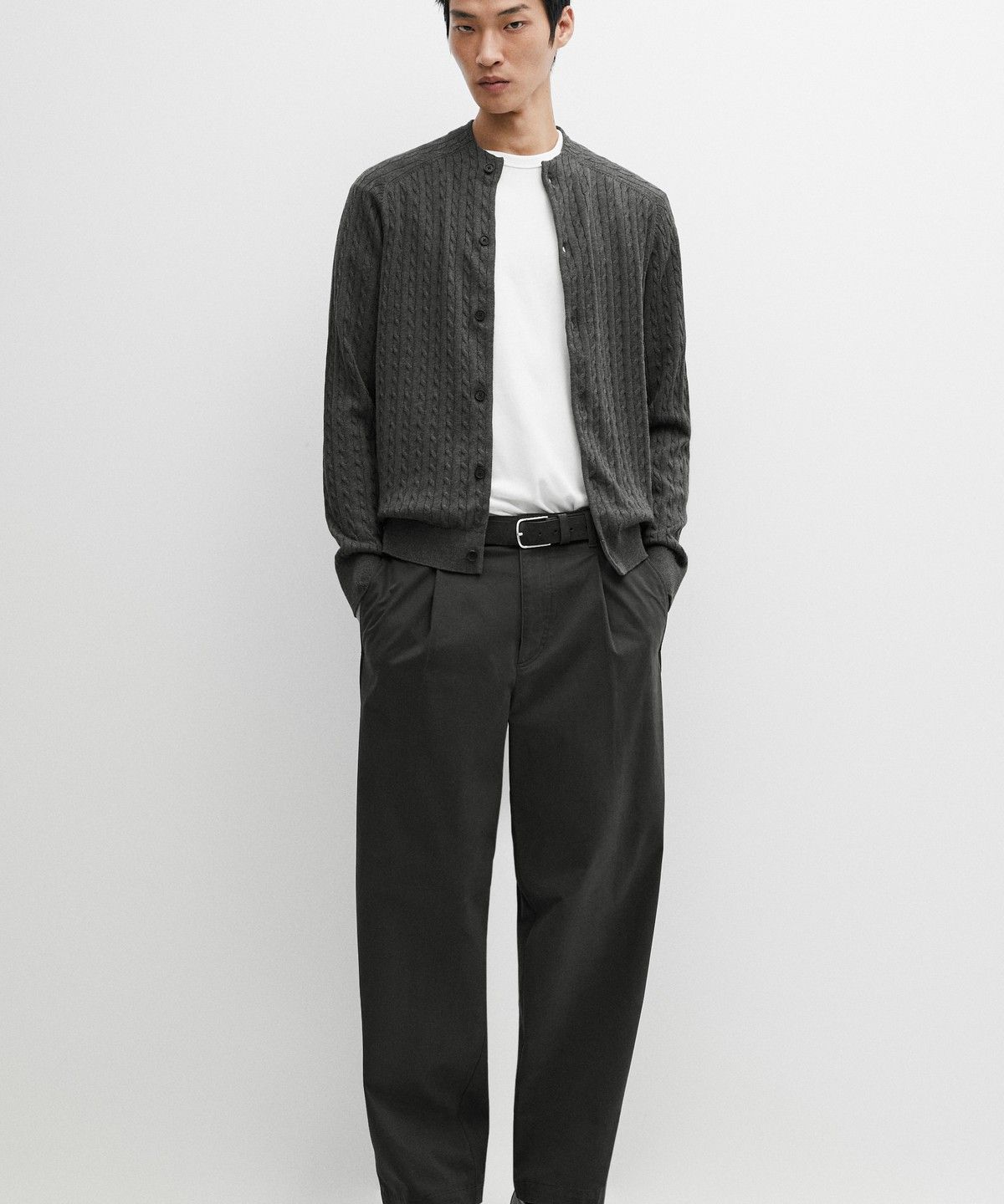 마시모두띠(MASSIMO DUTTI) 케이블 코튼 블렌드 니트 가디건
