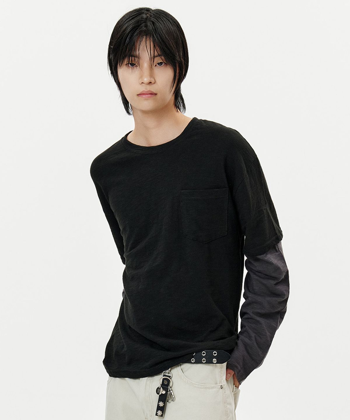 딥센스(DEEP SENSE) Slub Washed Layered T-Shirt - 2color