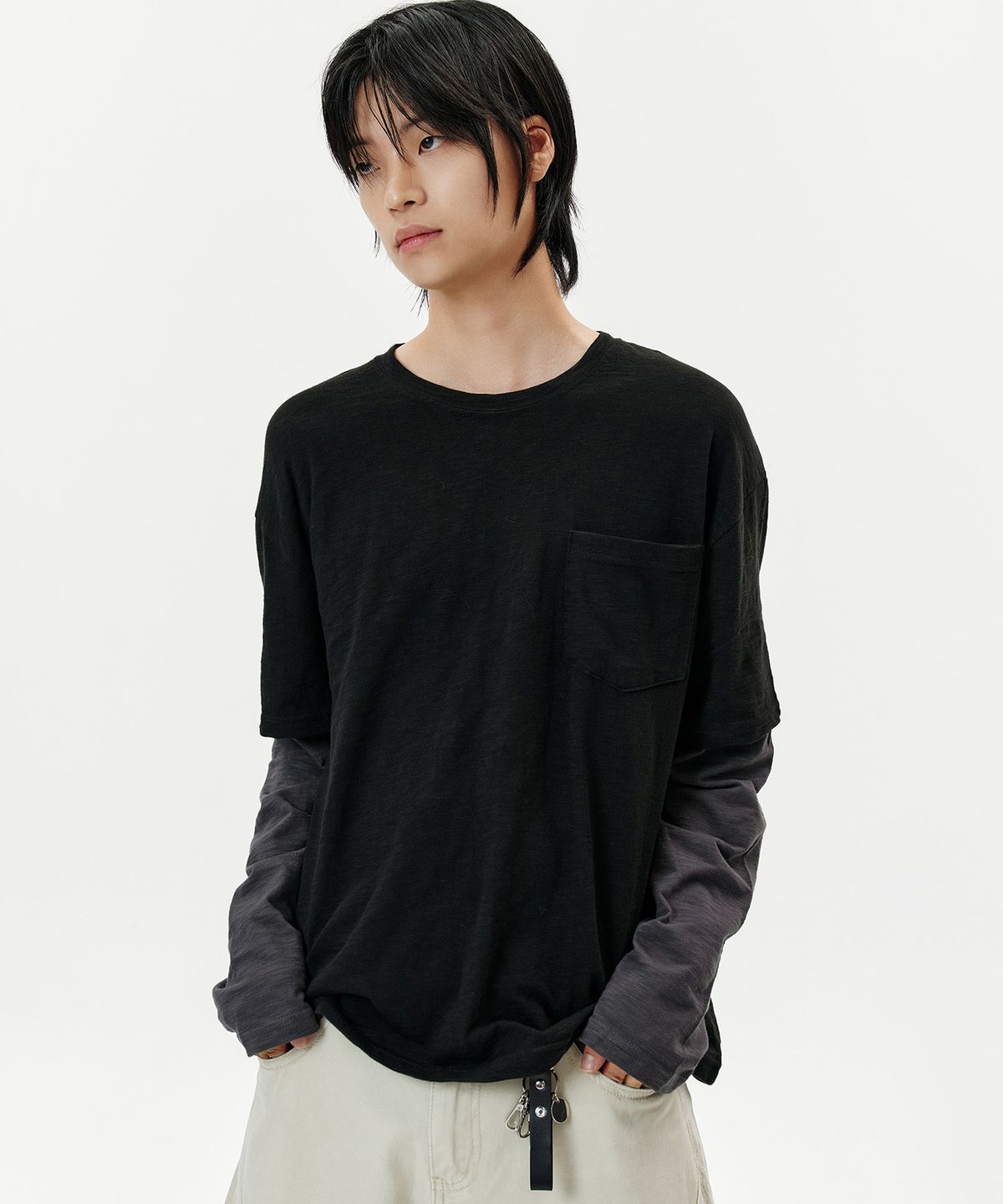 딥센스(DEEP SENSE) Slub Washed Layered T-Shirt - 2color