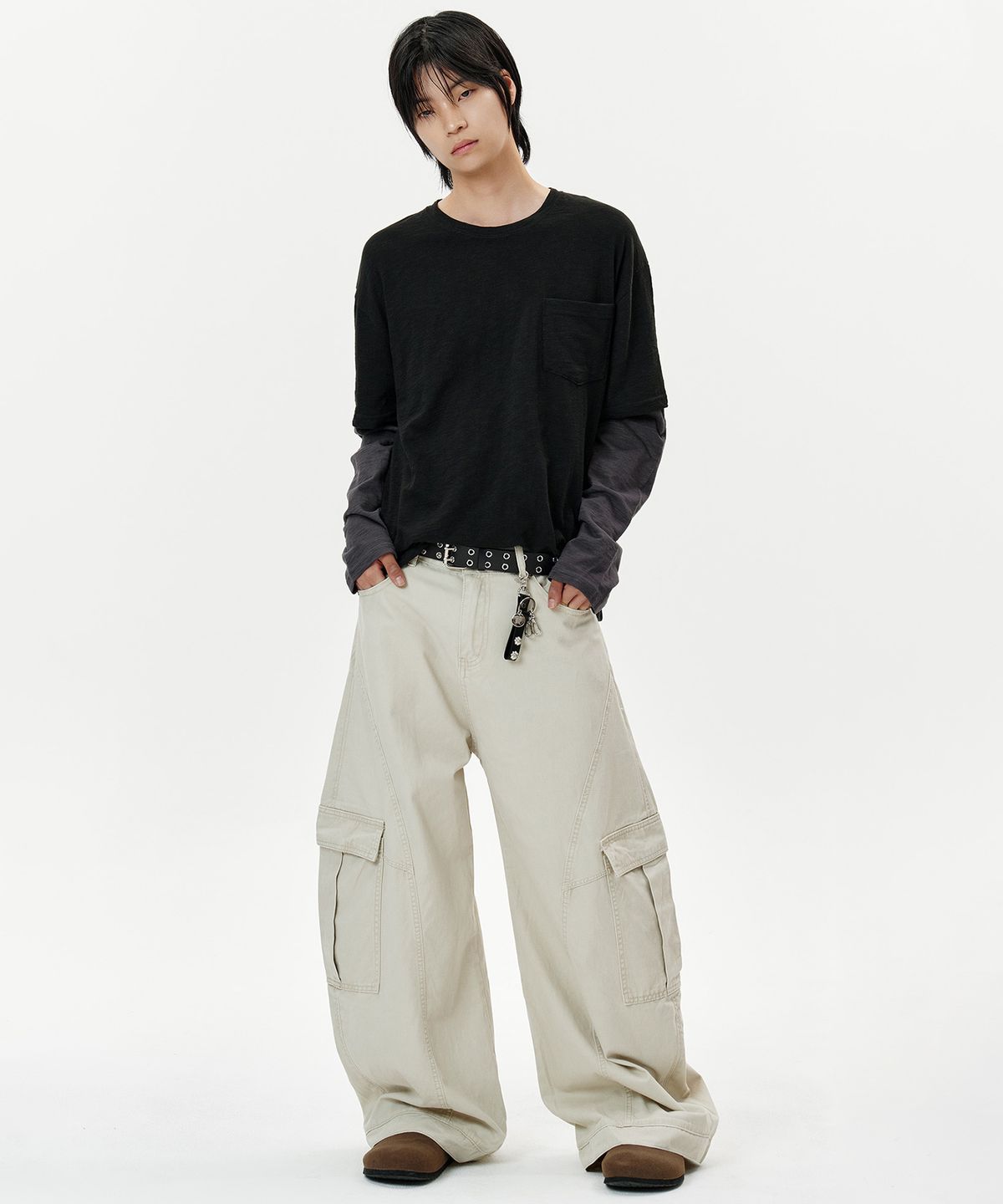 딥센스(DEEP SENSE) Slub Washed Layered T-Shirt - 2color